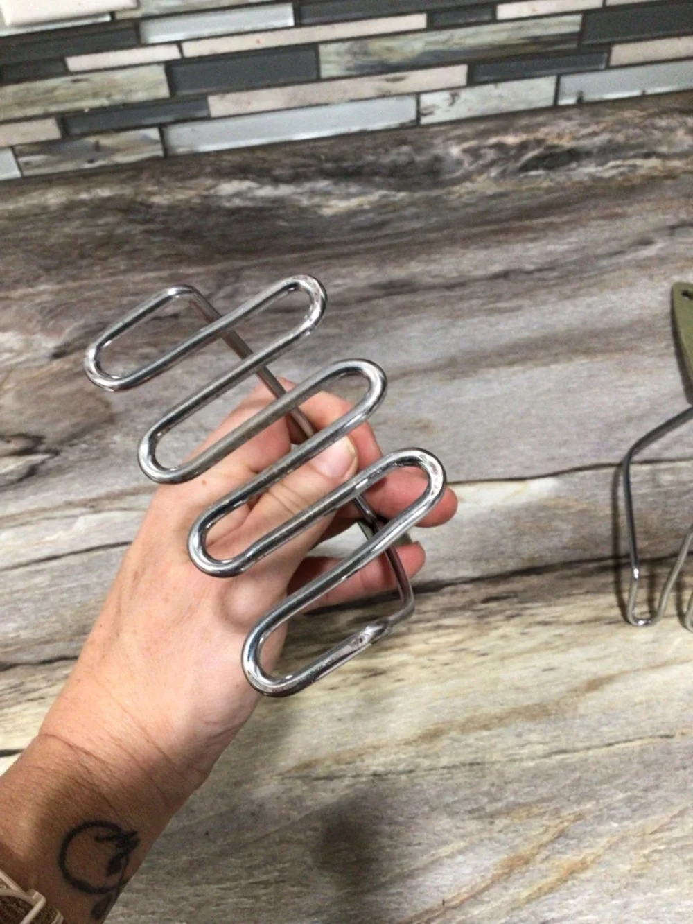 Vintage Green Handle Potato Mashers Set of 2 Stainless Steel Kitchen Utensils.